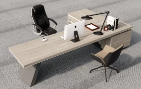 L Shaped Modern Executive Office Desk Suite
