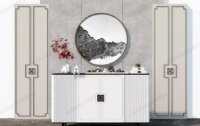 Chinese Style Accent Wall Console Table Decorating