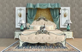 Antique French Upholstered Bed Set