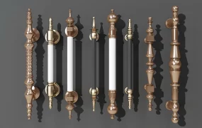 Luxury Neoclassical Entrance Door Pull Handle Collection SketchUp 3D Model