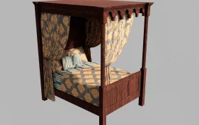 Vintage Wood Canopy Bed
