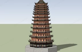Chinese Buddhist Pagoda Tower