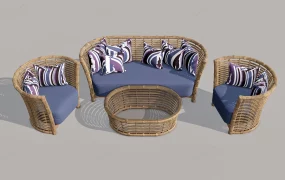 4 Piece Rattan Patio Furniture Set