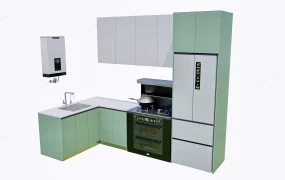 Green And Grey Kitchen Cabinets