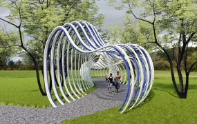 Art Pergola Tunnel Walkway In Park