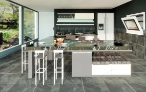 Black Kitchen With Bar