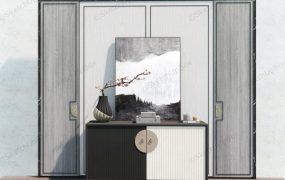 Chinese Console Cabinet Accent Wall Idea