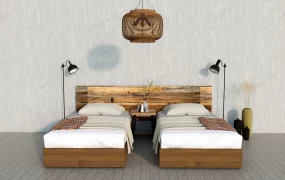 Rustic Twin Bed For Hotel Room