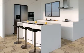 Small White Kitchen With Island