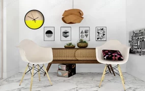 Modern Accent Cabinet And Chairs