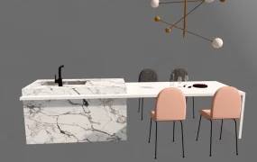 White Marble Kitchen Island Idea
