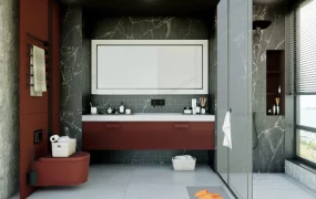 Red And Grey Bedroom Idea