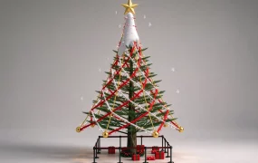 Modern Geometric Christmas Tree Installation SketchUp 3D Model