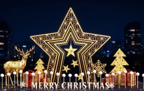 Commercial Christmas Star Lighting Installation SketchUp 3D Model