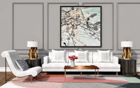 Modern Transitional Living Room Assembly SketchUp 3D Model