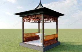 Korean Style Gazebo With Bench