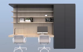 Minimalist Double Workstation Home Office Unit SketchUp 3D Model
