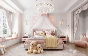 Modern Romantic Princess Themed Girls Bedroom SketchUp 3D Model