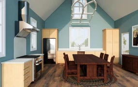 Classic Rustic Kitchen With Dining Set