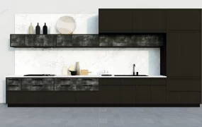 Black Kitchen Cabinets With White Backsplash
