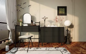 Painted Black Dresser And Dressing Table