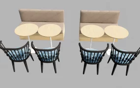 Modular Cafe Banquette Dining Set SketchUp 3D Model
