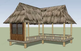 L Shaped Thatched Pavilion
