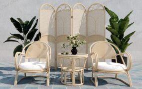 Rattan Accent Chair With Room Divider