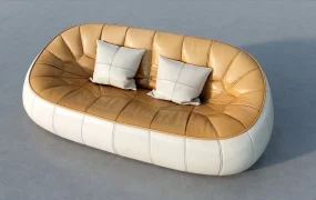 Bread Shape Leather Loveseat