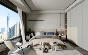 Modern Bedroom With Wardrobe
