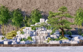 Zen Garden Rockery And Waterfall