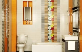 Orange Bathroom With Tub Ideas