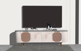 Marble Top Modern Oval TV Stand