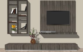 Tv Stand with Matching Bookshelf