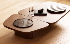 Organic Wood Nesting Coffee Table Set SketchUp 3D Model