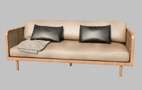 Rattan & Wood Sofa