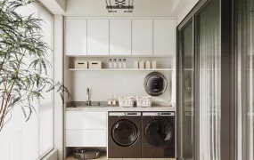 Modern Minimalist Balcony Laundry Station