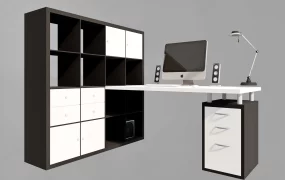 Modern Office Desk With Storage Cabinet