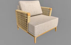 Wood And Rattan Accent Chair