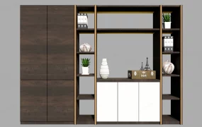 Modern Executive Office Bookcase And Storage Wall SketchUp 3D Model