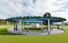 Circular Pergola With Fountain