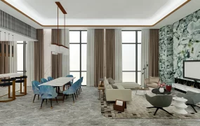 Modern Living Room Dining Kitchen Combo