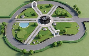 Radial Park Landscape And Memorial Garden Plaza