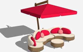 Red Conversation Patio Set with Uumbrella