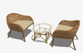 3 Piece Rattan Patio Set