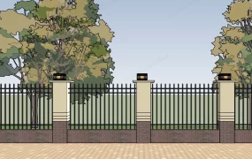 Brick And Metal Fence