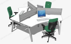 3 Person Office Workstation