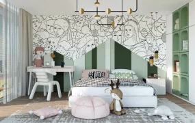 Green And White Teenage Girl Bedroom