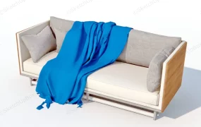 Mid Century Modern Wood Framed Sofa Couch