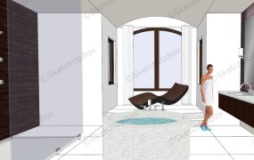 White Bathroom With Tub And Shower